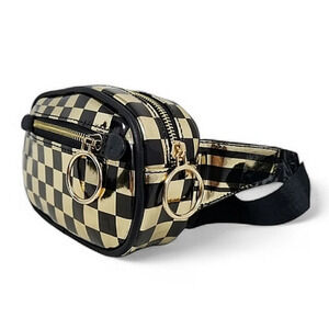 Black and Gold checkered Waist Bag, belt bag, fancypack, chestbag